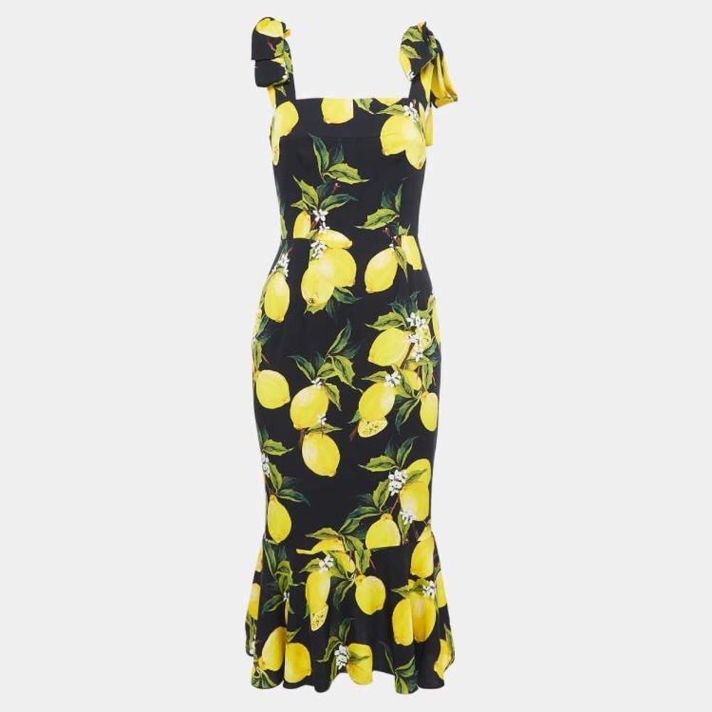 Dolce & Gabbana Lemon Print Midi Dress Size IT 40